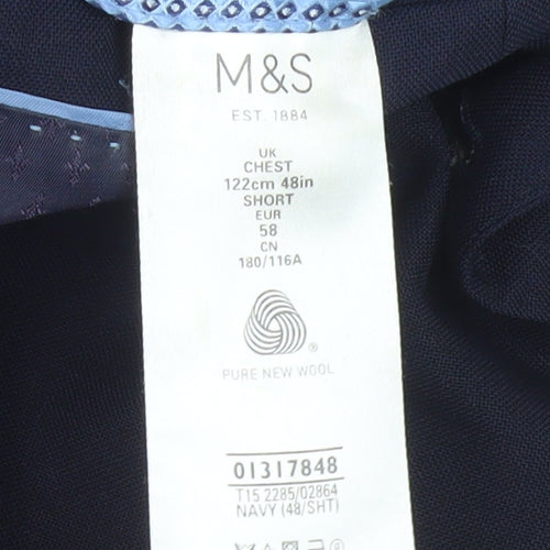 Marks and Spencer Men's Navy Classic Fit Blazer 48 Short