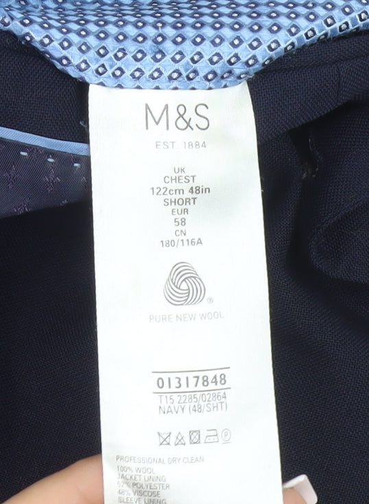 Marks and Spencer Men's Navy Classic Fit Blazer 48 Short