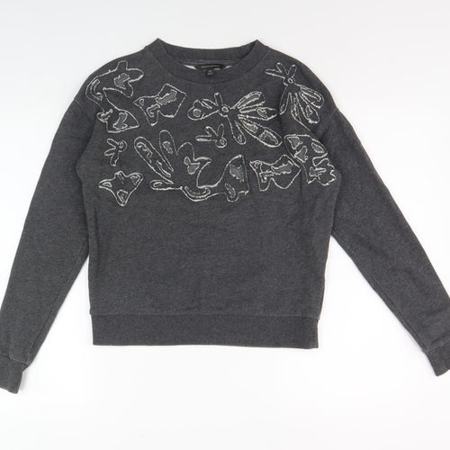 Banana Republic Women's Grey XS Embroidered Pullover Jumper