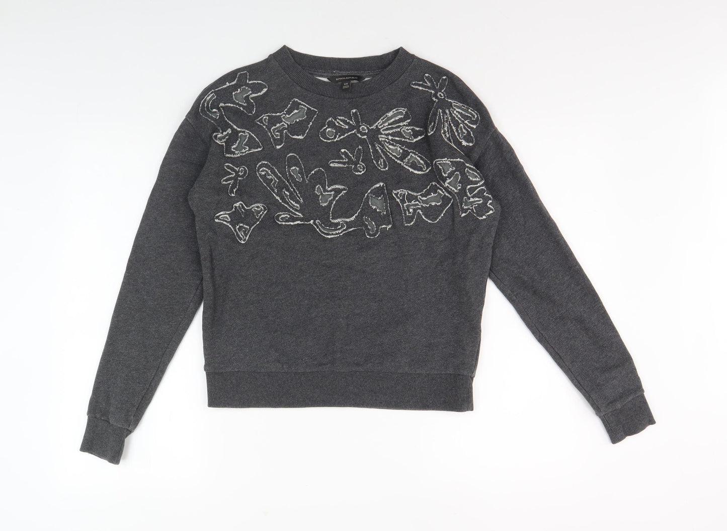 Banana Republic Women's Grey XS Embroidered Pullover Jumper