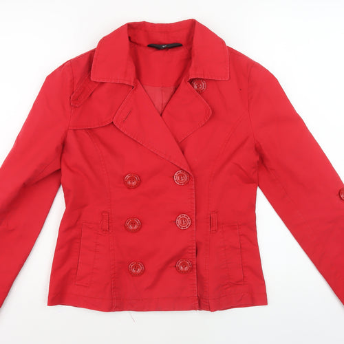 Petite by Keiso Red Women's Pea Coat Jacket Size 8