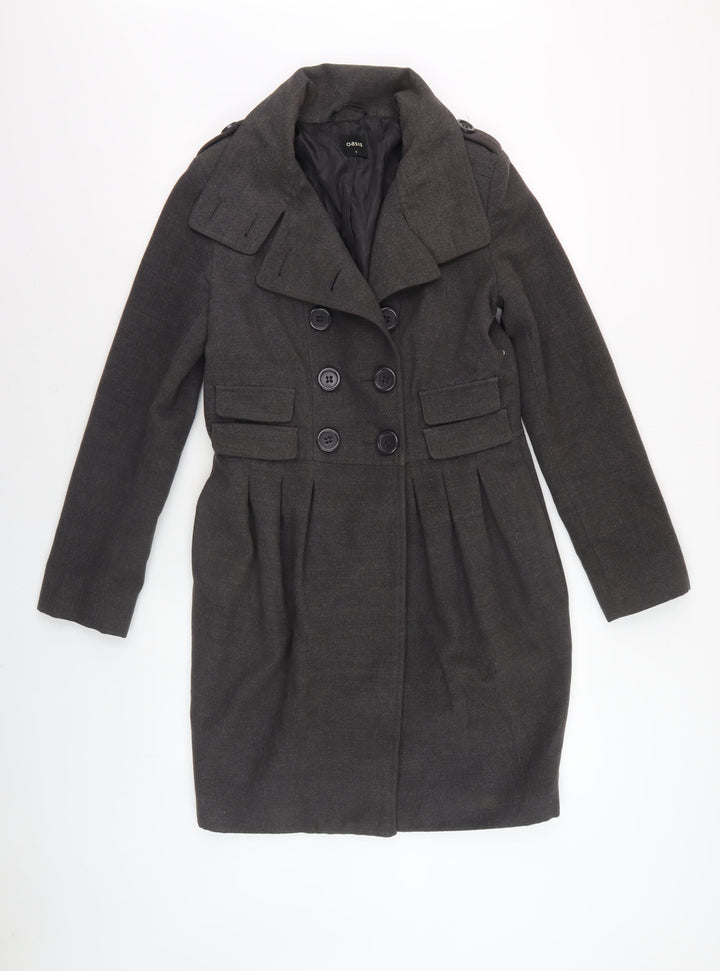 Oasis Women's Black Wool Pea Coat - Size S, Elegant Winter Wear