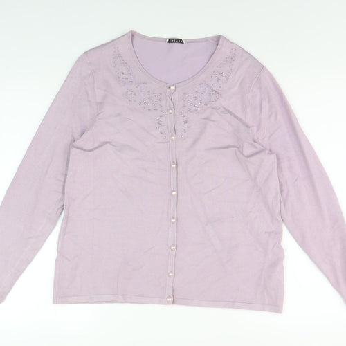Eastex Women's Purple Cardigan Size 16 Embroidered