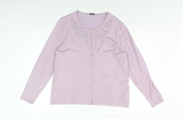 Eastex Women's Purple Cardigan Size 16 Embroidered