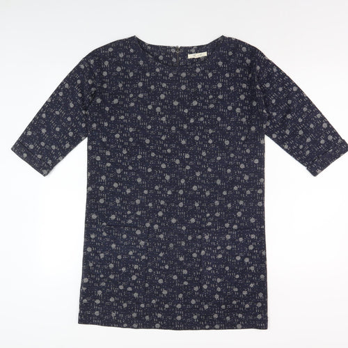 White Stuff Women's Blue Floral Dress, UK 8, 3/4 Sleeve