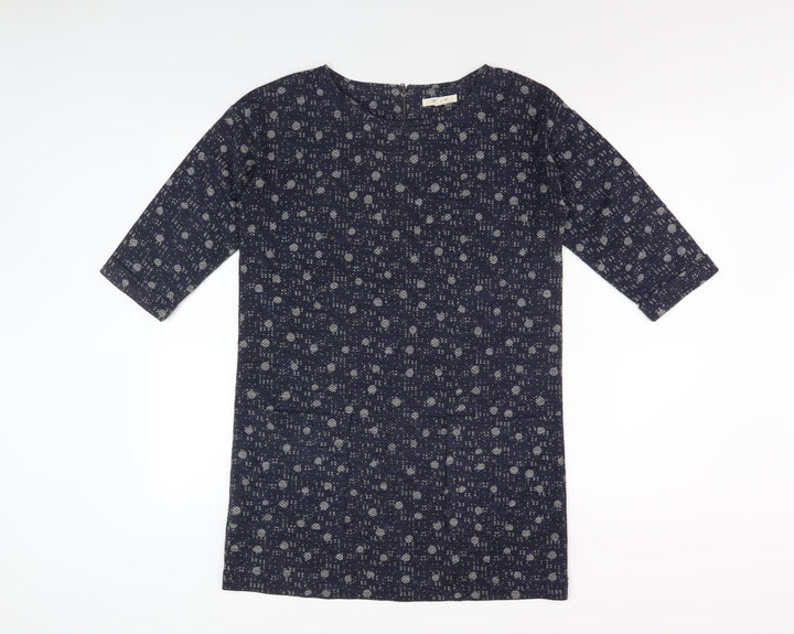 White Stuff Women's Blue Floral Dress, UK 8, 3/4 Sleeve