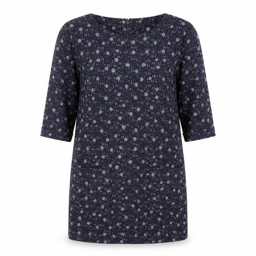 White Stuff Women's Blue Floral Dress, UK 8, 3/4 Sleeve