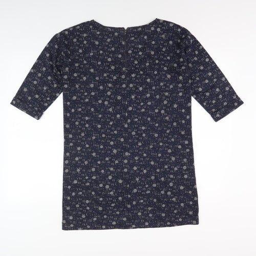 White Stuff Women's Blue Floral Dress, UK 8, 3/4 Sleeve