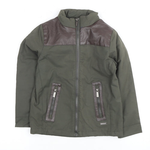 Firetrap Boys Green Bomber Jacket 13-14 Years Faux Leather Trim