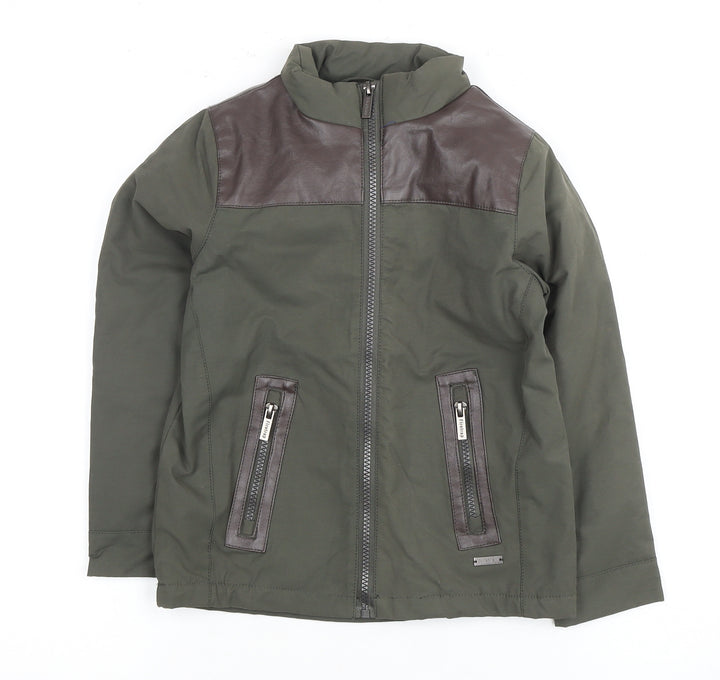 Firetrap Boys Green Bomber Jacket 13-14 Years Faux Leather Trim