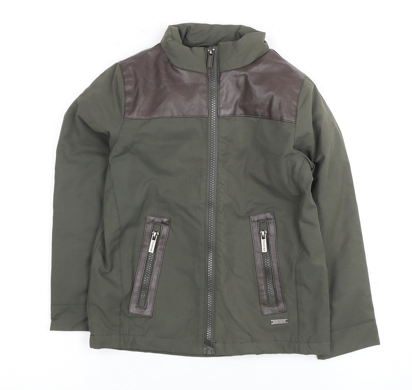 Firetrap Boys Green Bomber Jacket 13-14 Years Faux Leather Trim
