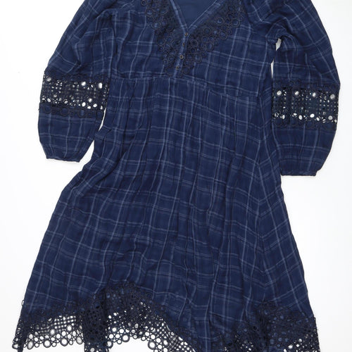 AKEWEI + KIN Women's Blue V-Neck Shift Dress