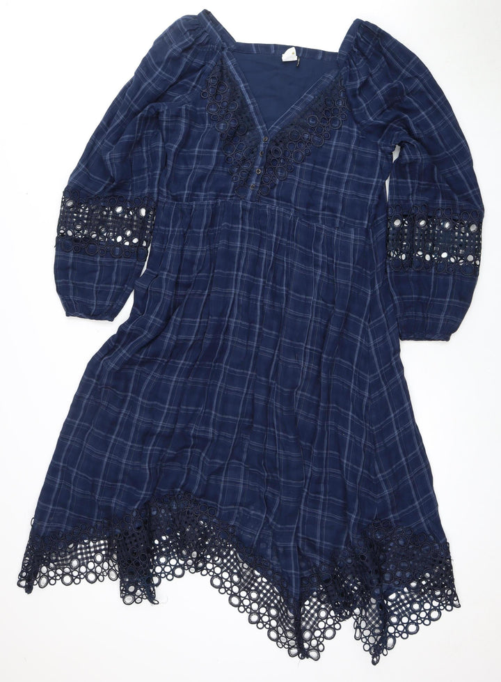 AKEWEI + KIN Women's Blue V-Neck Shift Dress
