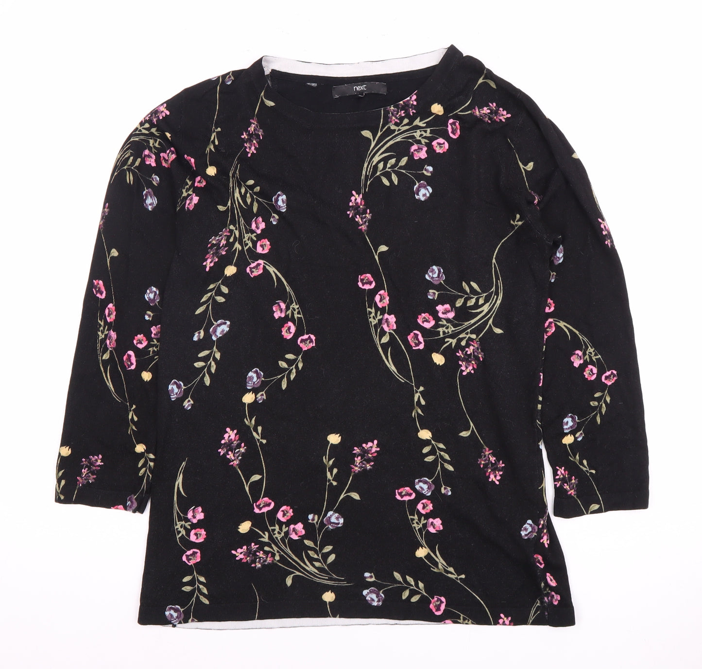 Next Women's Black Floral T-Shirt UK 12