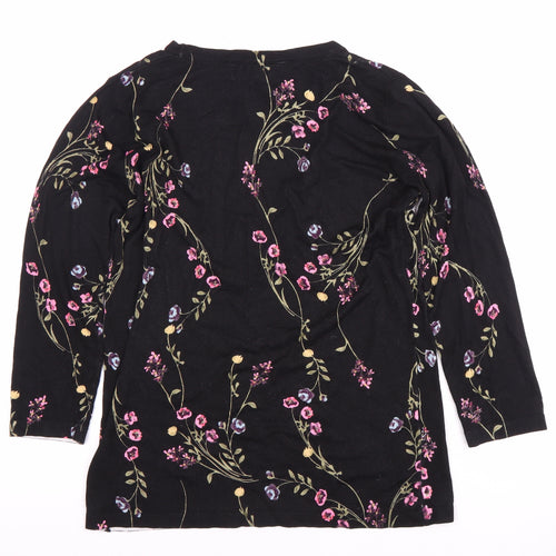 Next Women's Black Floral T-Shirt UK 12