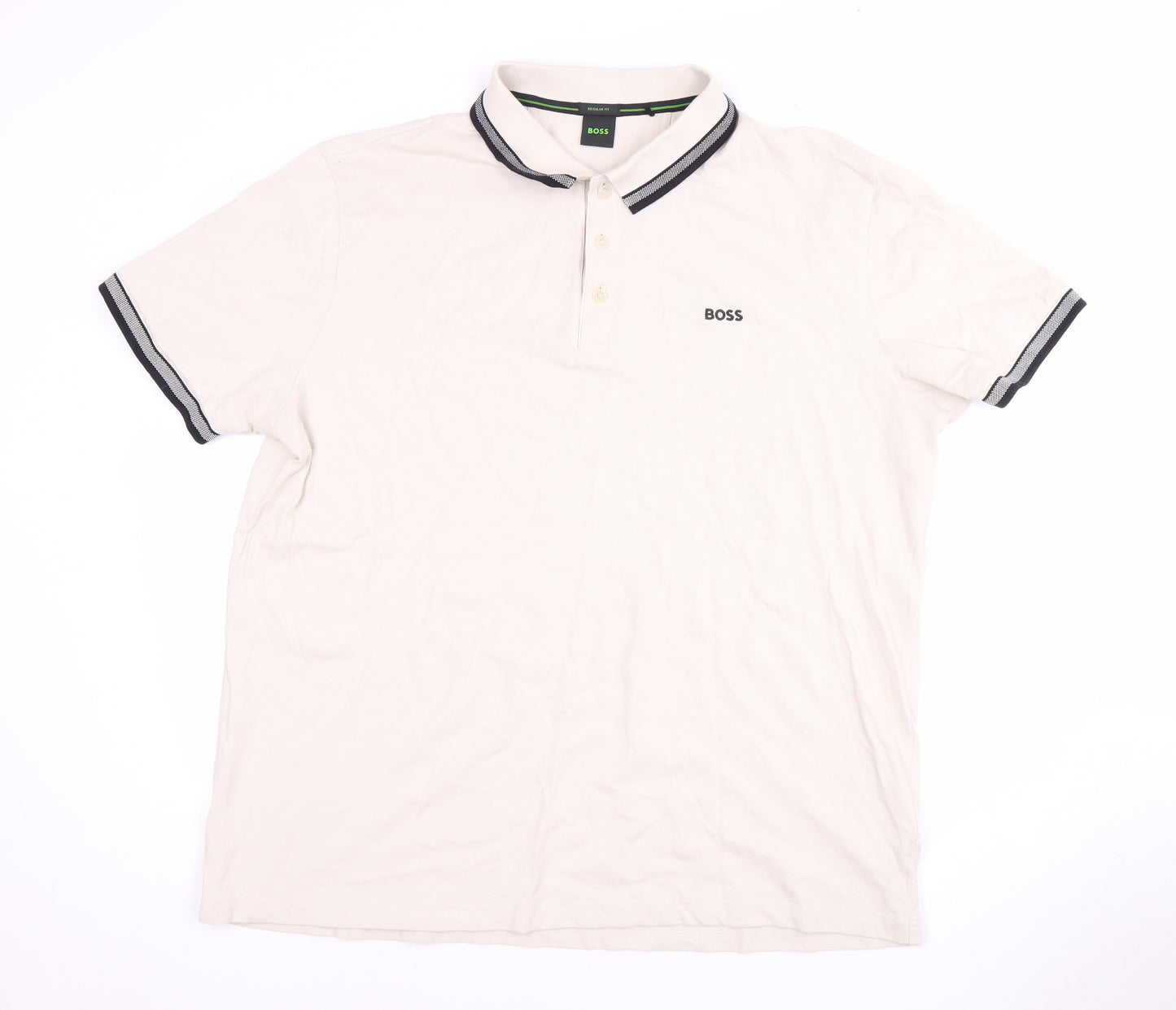 BOSS Men's Beige Polo Shirt XL Regular Fit, Short Sleeve