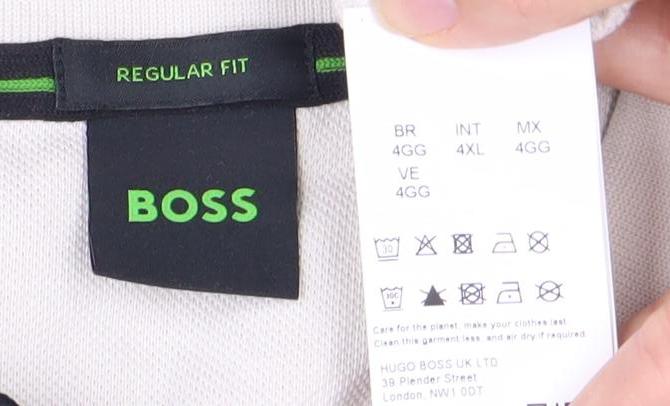 BOSS Men's Beige Polo Shirt XL Regular Fit, Short Sleeve