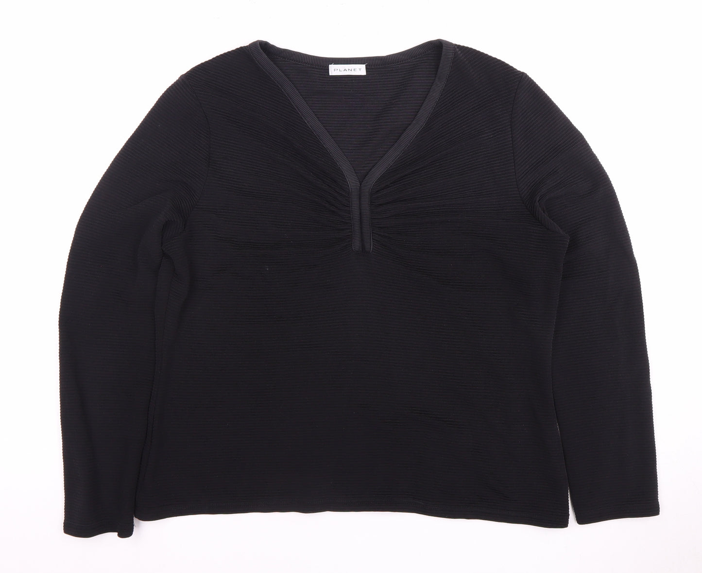 Planet Women's Black V-Neck Long Sleeve Top L