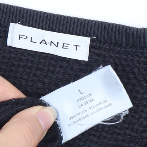 Planet Women's Black V-Neck Long Sleeve Top L
