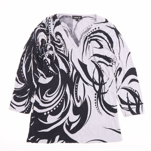 Laura d. Women's Multicoloured V-Neck Blouse, Size 2, Sequin Accents