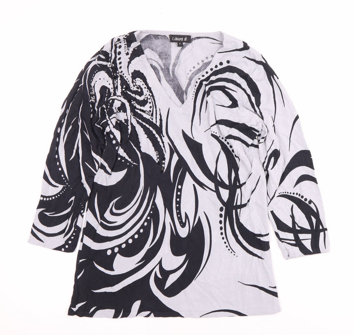 Laura d. Women's Multicoloured V-Neck Blouse, Size 2, Sequin Accents