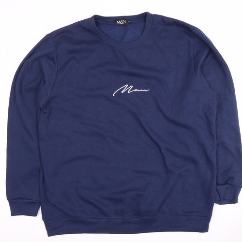 boohooMAN Men's Blue 2XL Pullover Sweatshirt