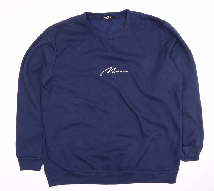 boohooMAN Men's Blue 2XL Pullover Sweatshirt