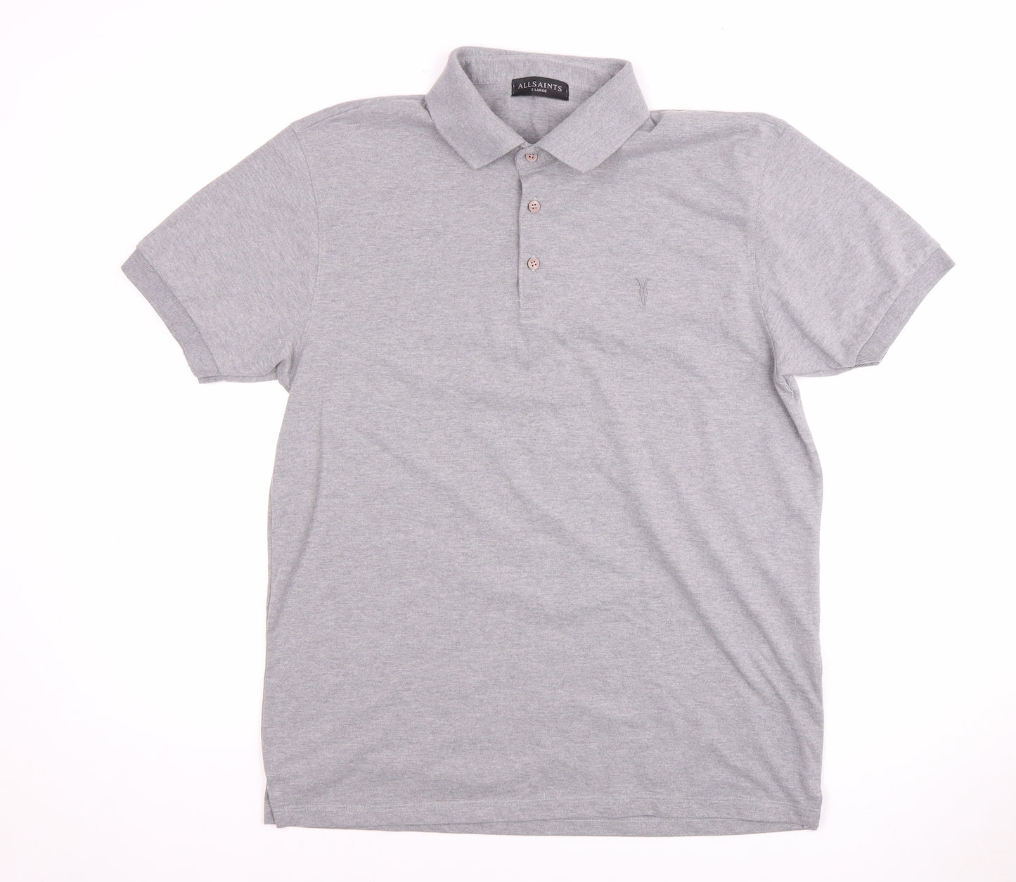 AllSaints Men's Grey XL Cotton Polo Shirt