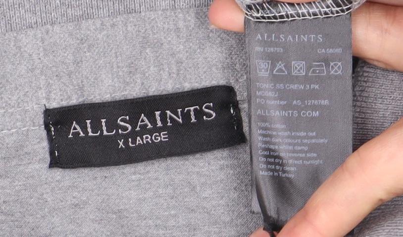 AllSaints Men's Grey XL Cotton Polo Shirt