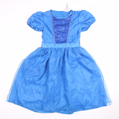 Roald Dahl Blue Girls Dress, Size 9-10, Short Puff Sleeve