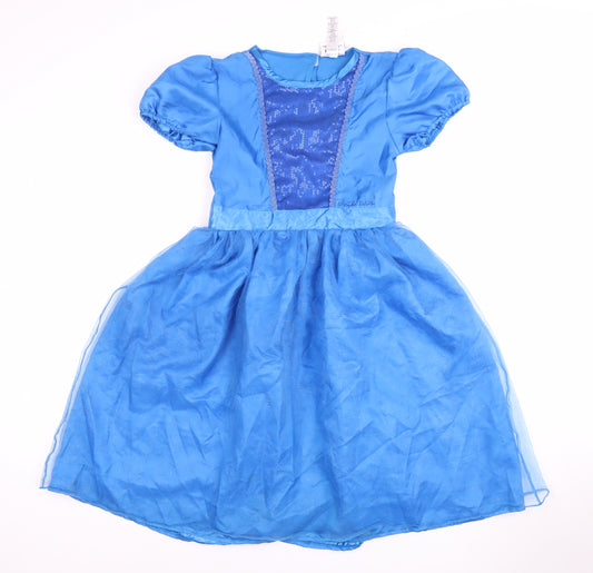 Roald Dahl Blue Girls Dress, Size 9-10, Short Puff Sleeve