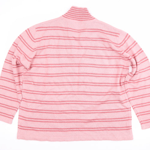 Honor Millburn Women's Pink XL Striped Collared Jumper