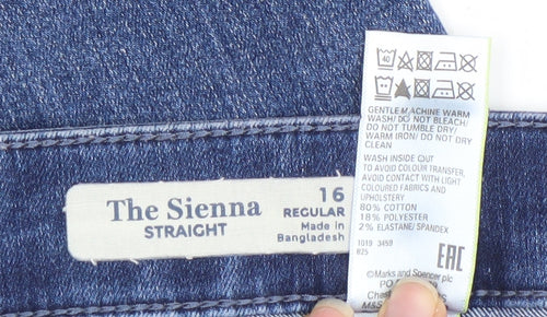 Marks and Spencer Women's Blue Straight Jeans Size 16