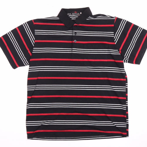 Fight the Wolf Men's Black Striped Polo Shirt S