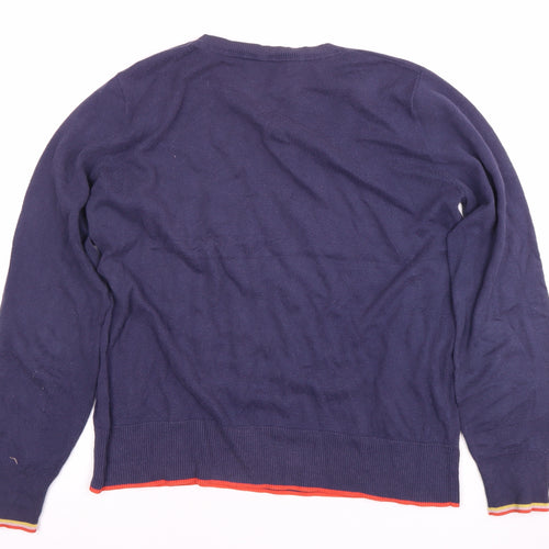 Oasis Women's Blue Crew Neck Heart Knit Jumper Size 12