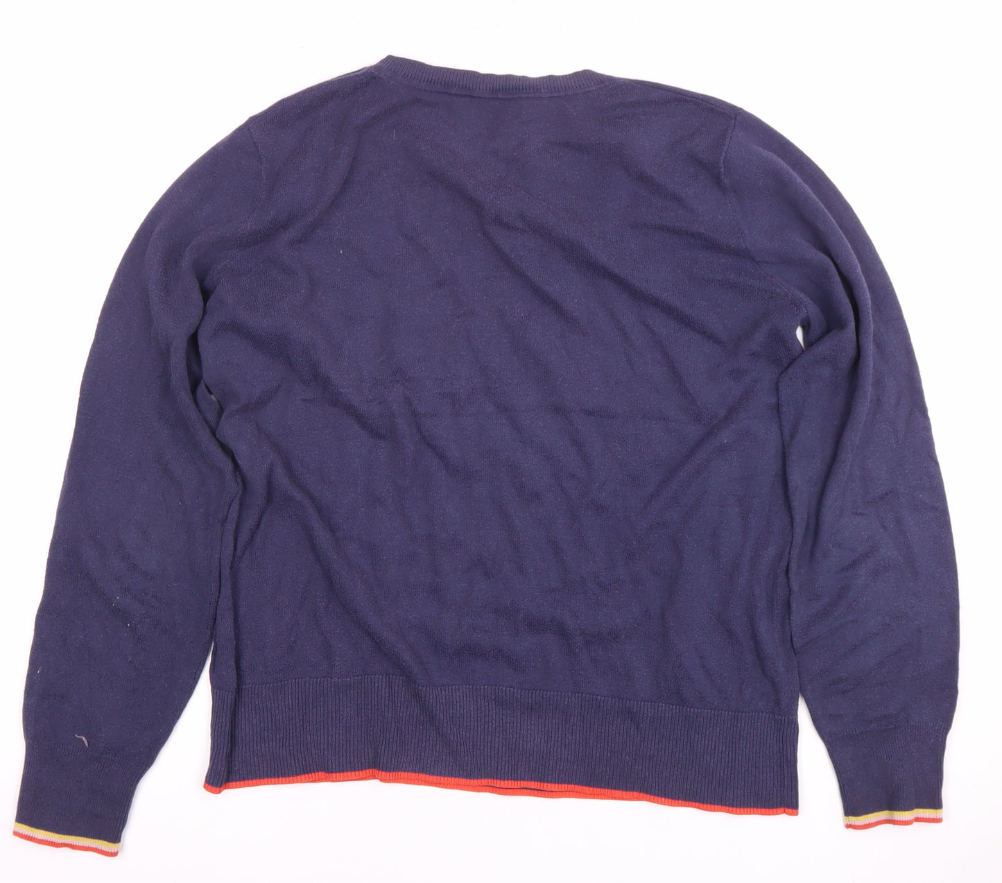 Oasis Women's Blue Crew Neck Heart Knit Jumper Size 12