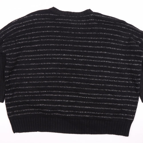 AND/OR Women’s Black Striped Jumper Size 16 Knitwear