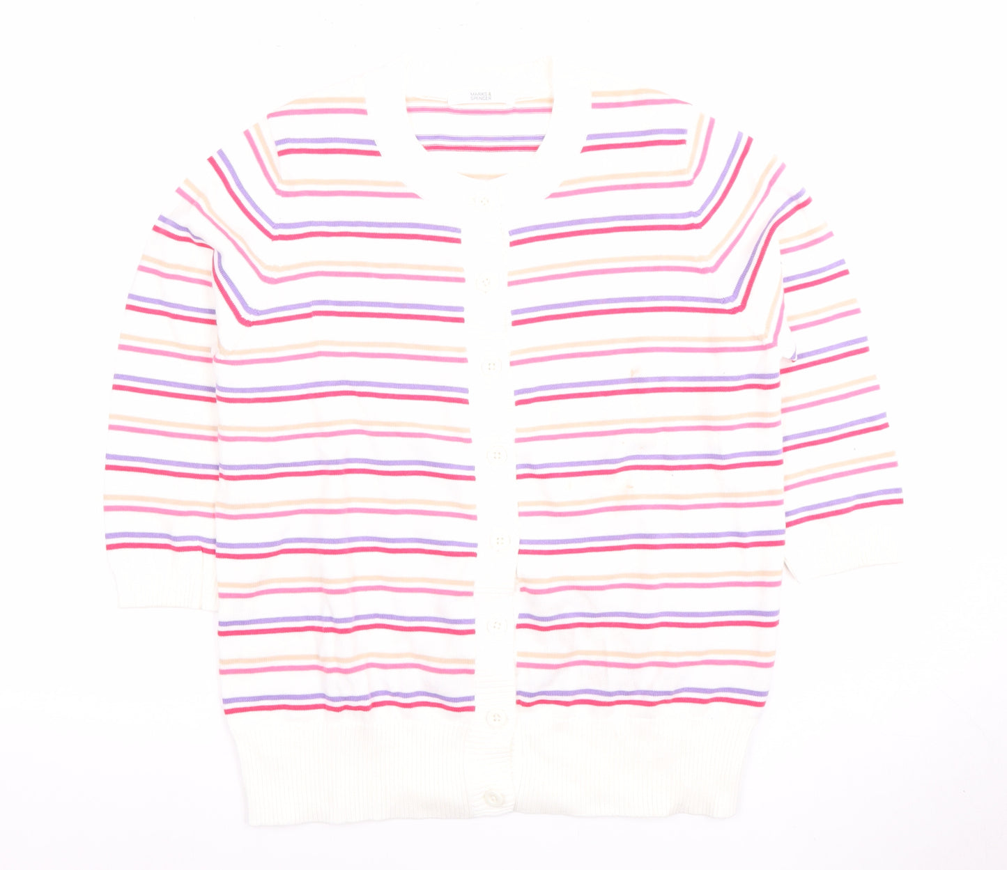Marks and Spencer Women's Multicoloured Striped Cardigan Size 16