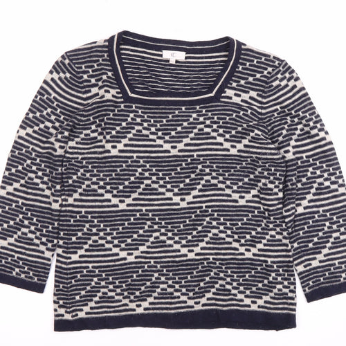 CC Women's Blue Geometric Pullover Jumper Size 12