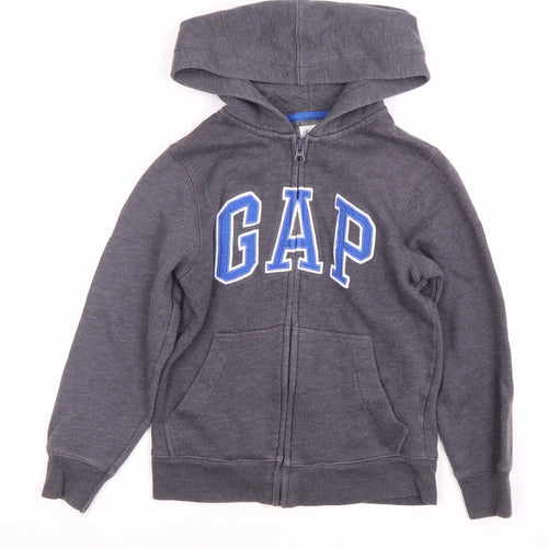 Gap Boys Grey Full Zip Hoodie 6-7 Years with Logo