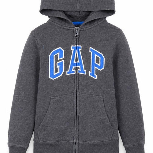 Gap Boys Grey Full Zip Hoodie 6-7 Years with Logo