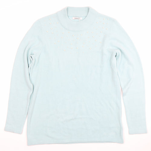 Damart Women's Blue Pullover Jumper M with Beads
