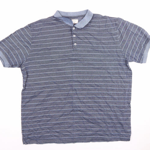 Emidio Tucci Men's Blue Striped Polo Shirt - Size 7