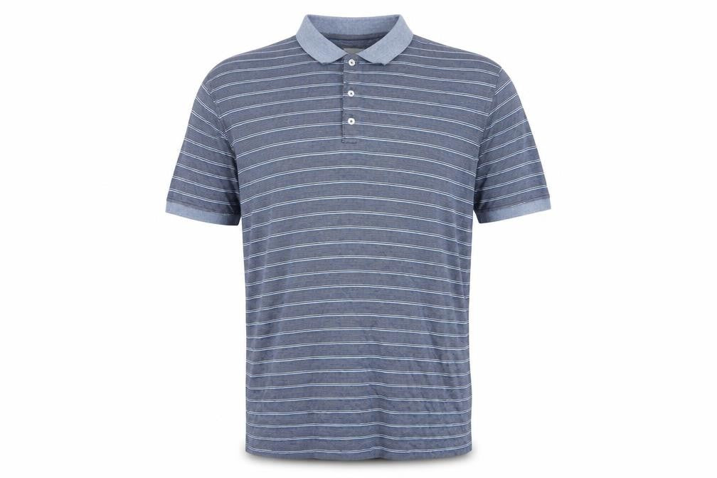 Emidio Tucci Men's Blue Striped Polo Shirt - Size 7