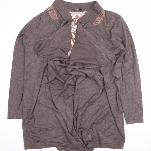 Roman Women's Brown Open Front Cardigan, Size 18, Embroidered