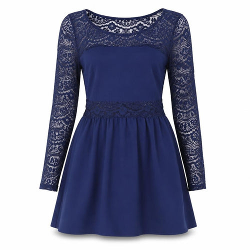 DIVIDED Blue A-Line Dress Women Size 12 Round Neck