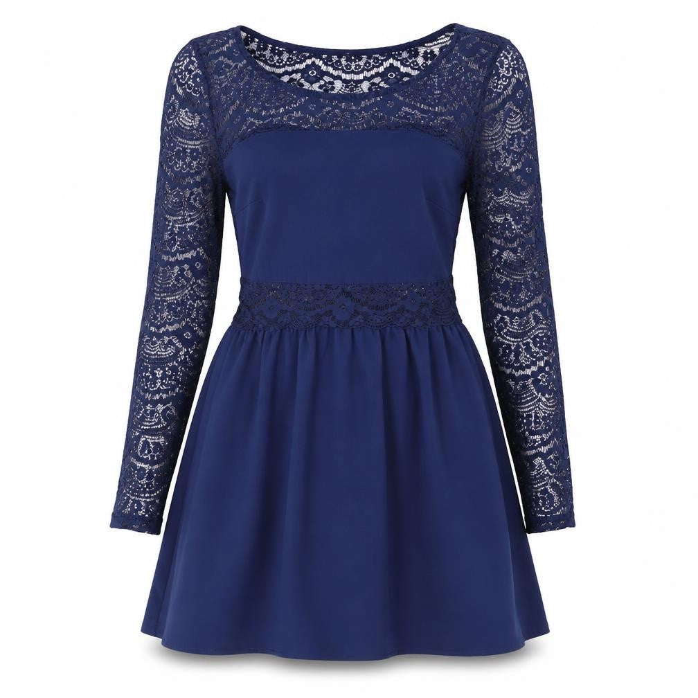 DIVIDED Blue A-Line Dress Women Size 12 Round Neck