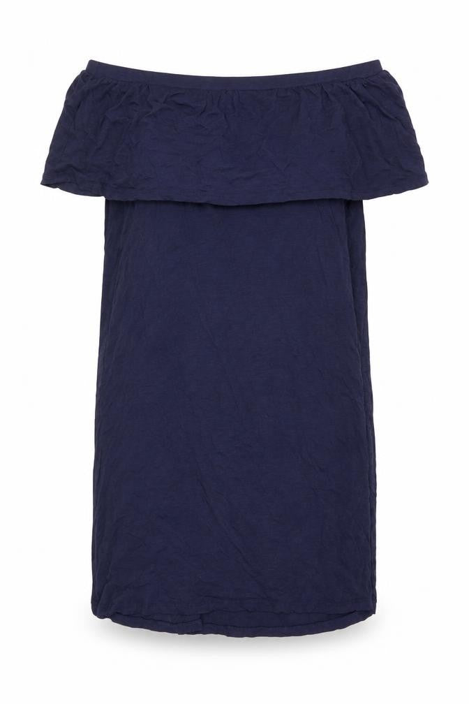 Front view of Ripe Women's Blue Off Shoulder Dress - L