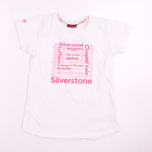 Silverstone Girls' White T-Shirt 13 Years Graphic Print Logo