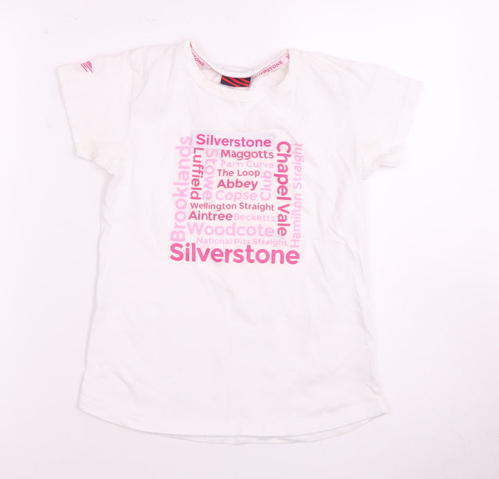 Silverstone Girls' White T-Shirt 13 Years Graphic Print Logo